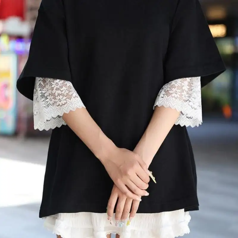 Soft Lace Sleeves Elastic Wrist Breathable Decorative Cuffs Solid Color Mesh Bell Sleeves For Casual Outfits