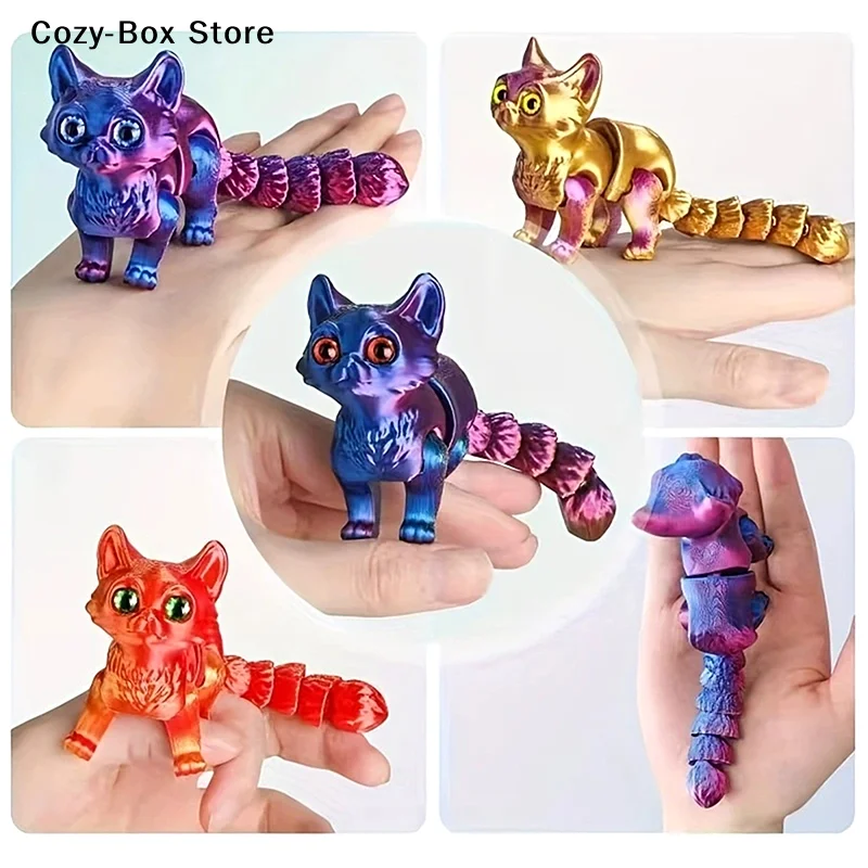 [ZY]Cat Cute Animals Toys Decor For Stress Relief 12cm Articulated 3D Printed Desktop Decoration Pet Christmas Gift[ZY]