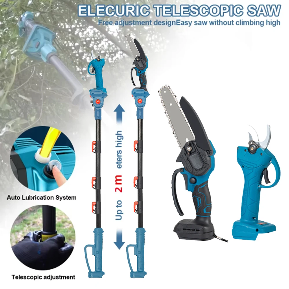 

3 IN 1 Brushless Garden Power Tool 6 Inch Chainsaw Pole Saw & 3cm Pruning Shears Combo Kit For Makita 21V Battery(NO Battery)