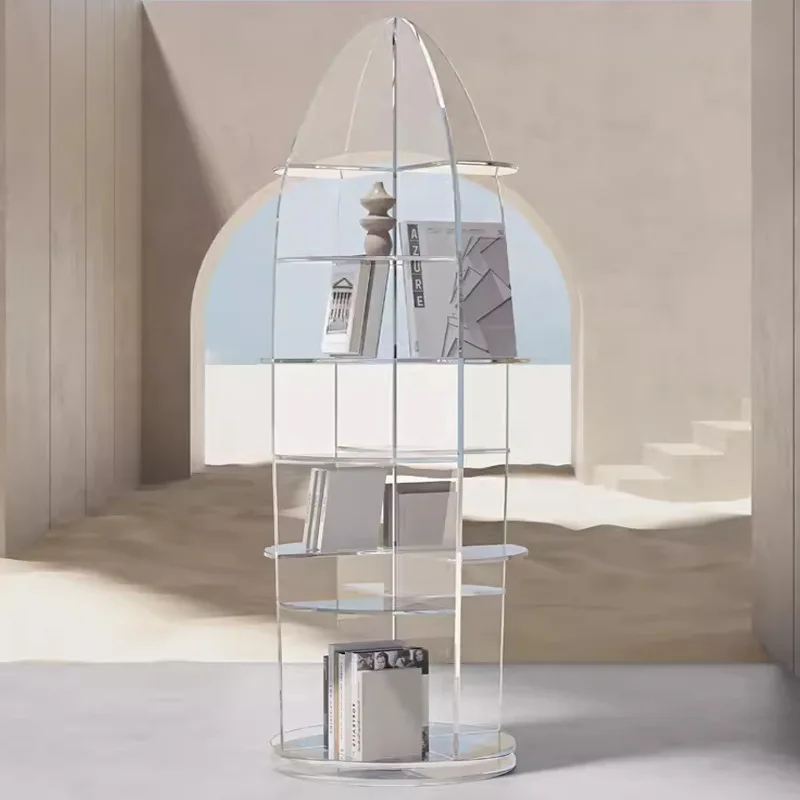 Acrylic Starship Bookshelf Rotating Modern Simple Home Living Room Floor Shelf