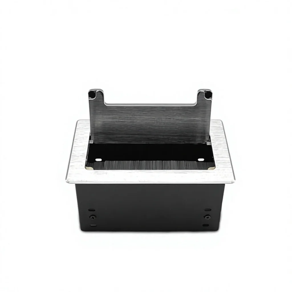 Multimedia Aluminum Flip Cover Desktop Socket Box with Brush Recessed Conference Socket Table Power Embedded Furniture