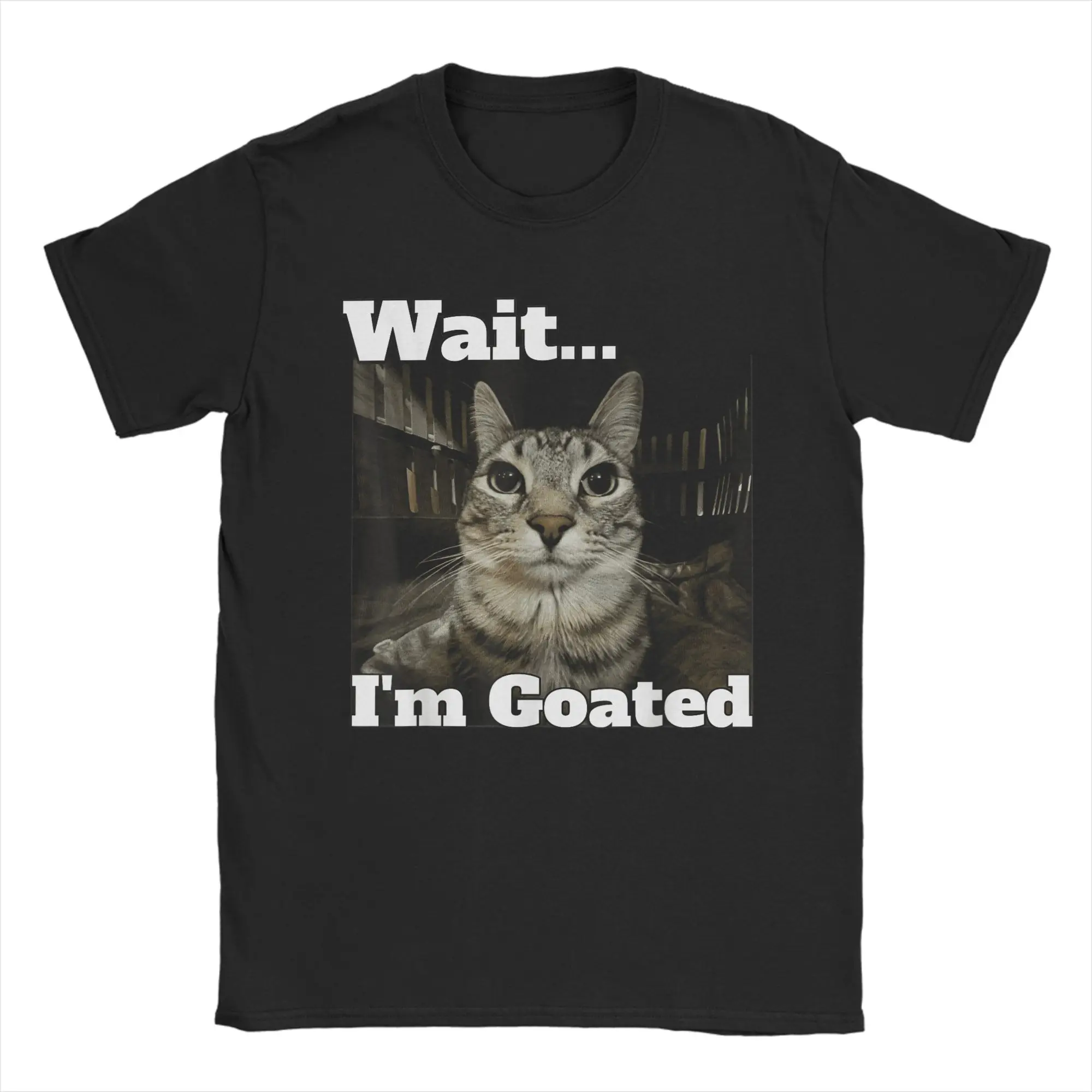 

Wait I'm Goated Brainrot Cat Meme Футболка Летние футболки из чистого хлопка для мужчин Досуг Повседневная футболка с короткими рукавами Винтажные футболки