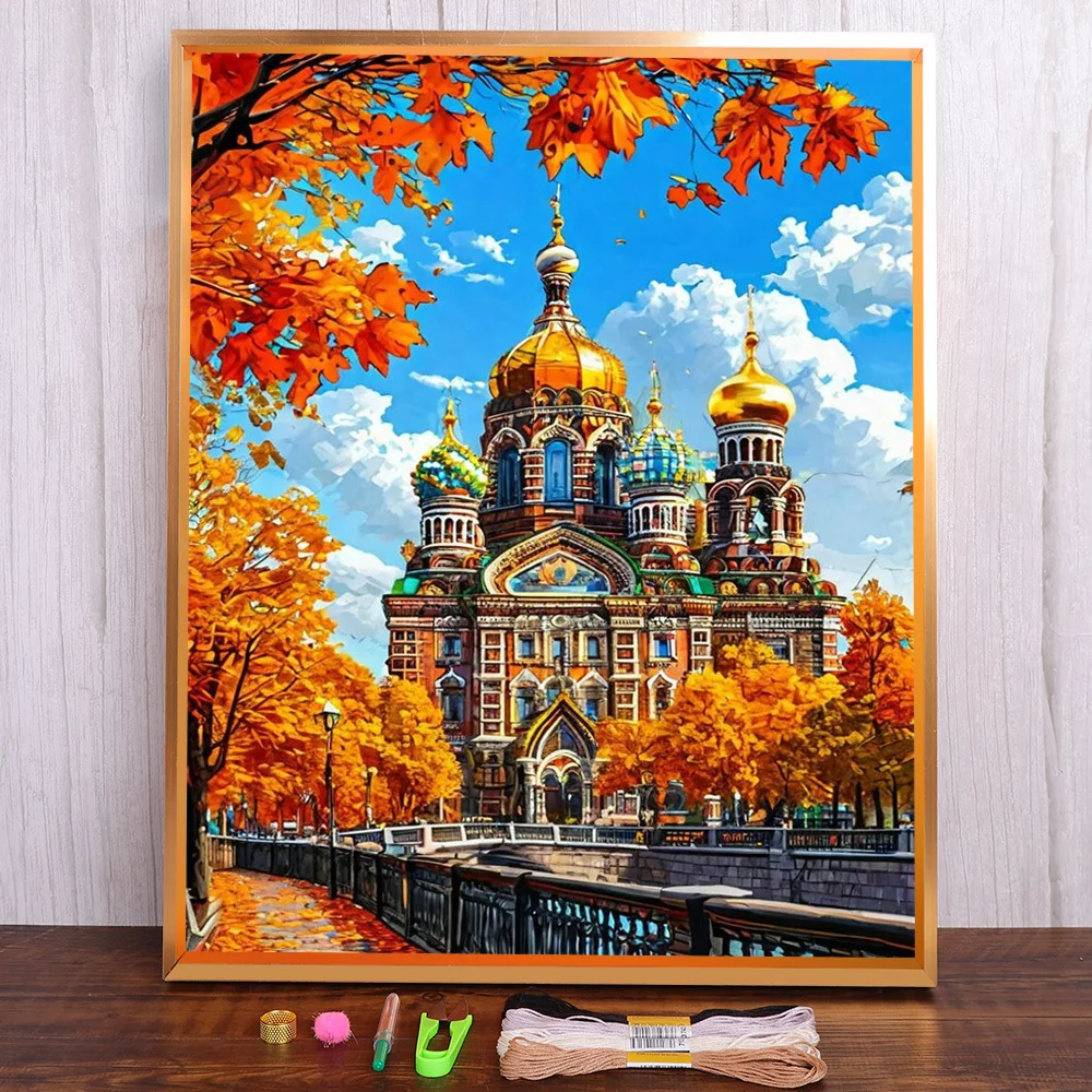 

Scenery Orthodox Church Printed Canvas Cross Stitch Patterns Embroidery Craft Hobby Handiwork Knitting Mulina Stamped For Adults