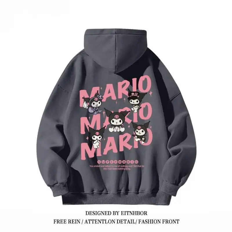 

Женская толстовка Sanrio Hello Kitty, пуловер, флисовая кофта для повседневной носки, осенне-зимняя, в корейском стиле, свободного кроя, модная, стильная.