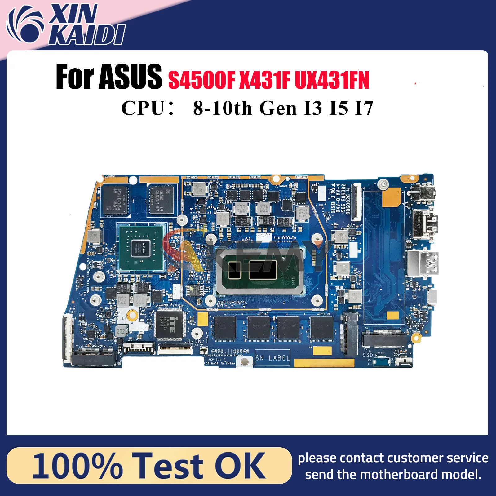 

UX431FN Материнская плата для ноутбука ASUS ZenBook S431F X431F U4500F S4500F UX431F UX431FN Материнская плата с процессором I3 I5 I7 100% ОК тесты