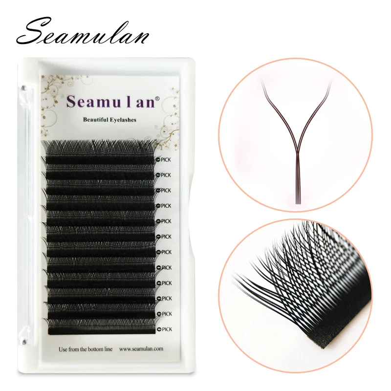 SEAMULAN YY Shape Eyelash 0.05 0.07 C D CC DD Curl 6-20mm Black Two Tip Natural Soft High Quality Faux Mink Premade Volume Fan