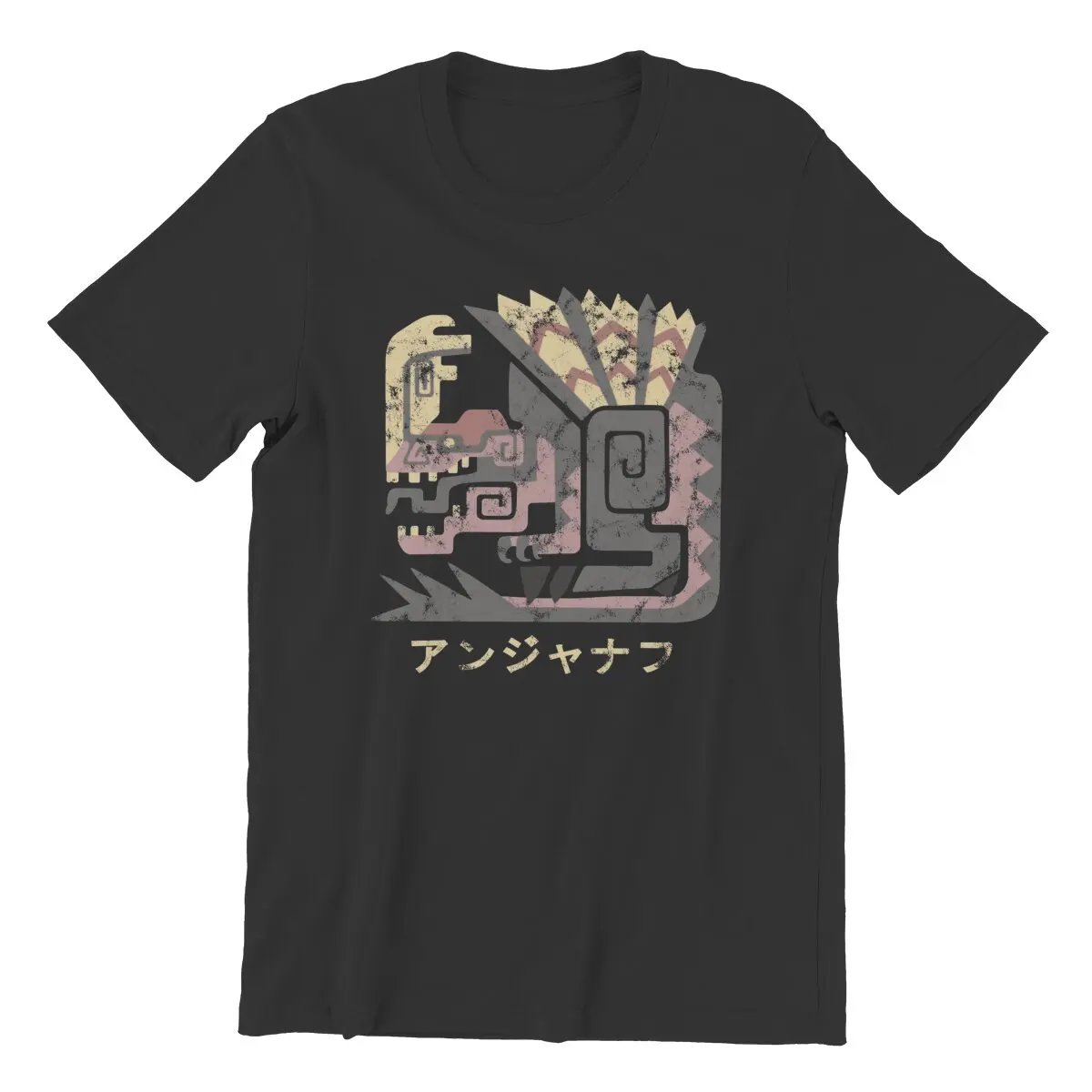 Monster Hunter World Anjanath Icon Kanji T Shirts 100% Cotton printed Clothes Hipster Original plus size summer T-Shirts