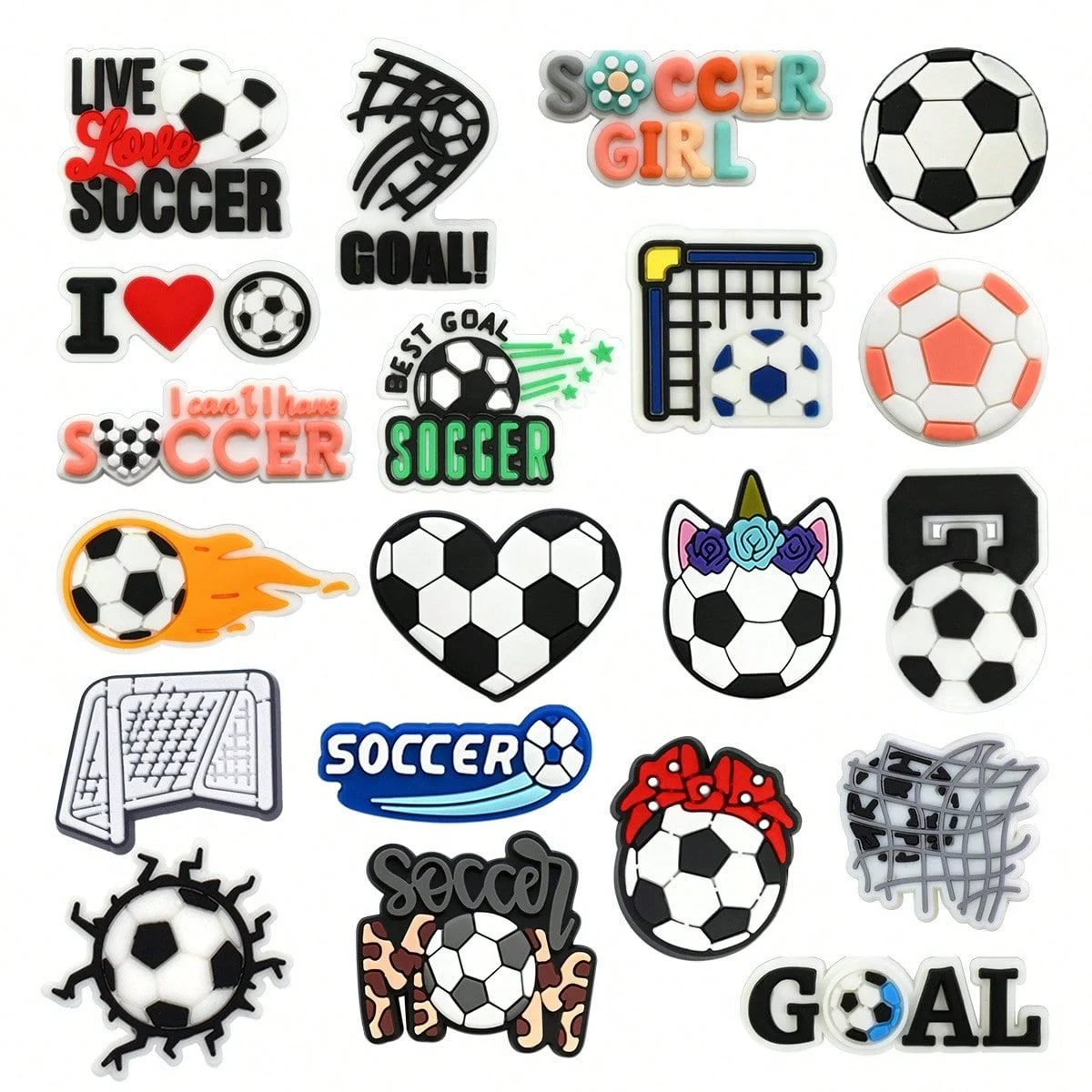 20Pcs Mexico Soccer Croc Charms Mexican Culture Football Shoe Decoration Charms PVC Sports Shoe Pins for Clogs Sandals Backpack Kids Teens Party Favors