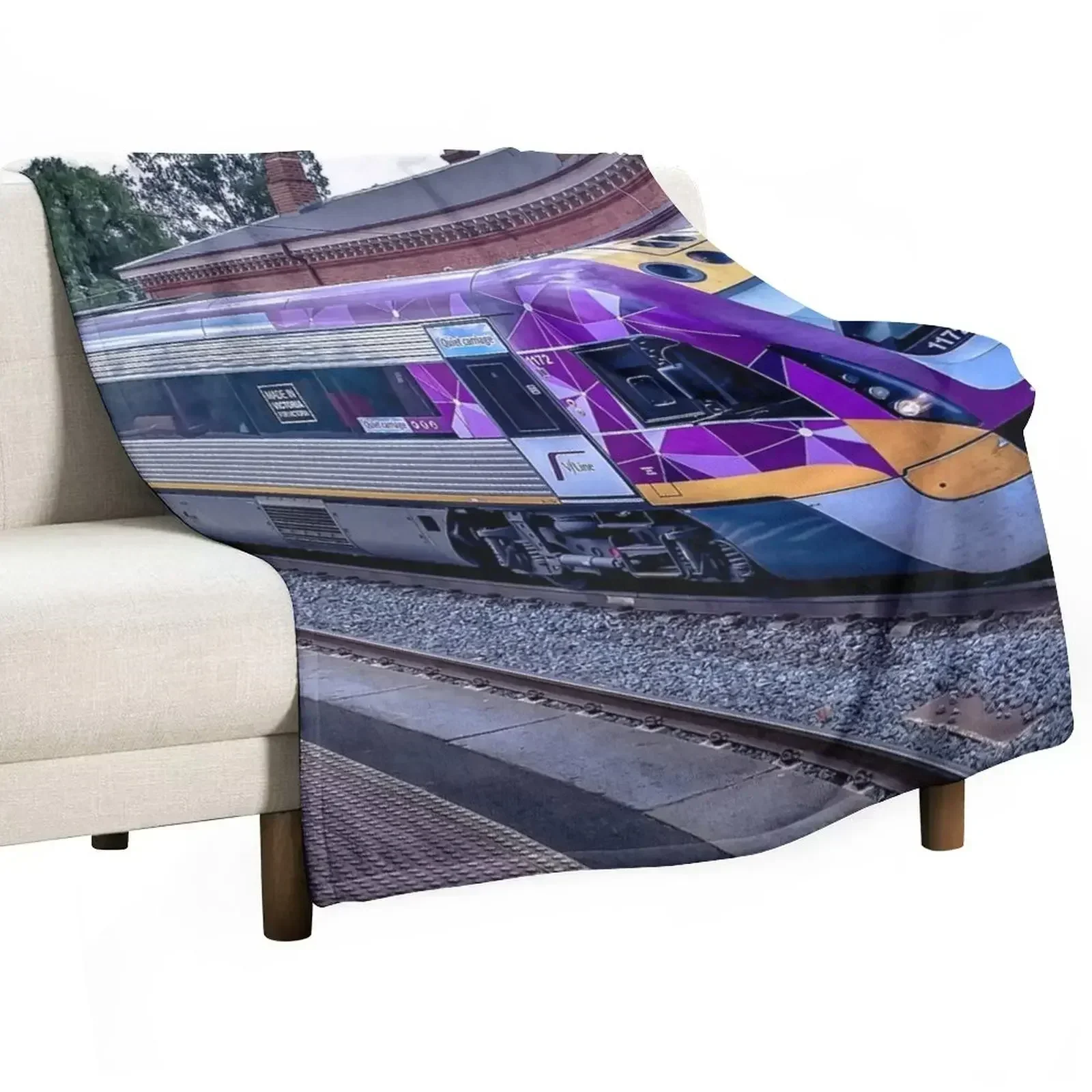 VLine Train at Castlemaine Station Throw Blanket Baby Beach Blankets