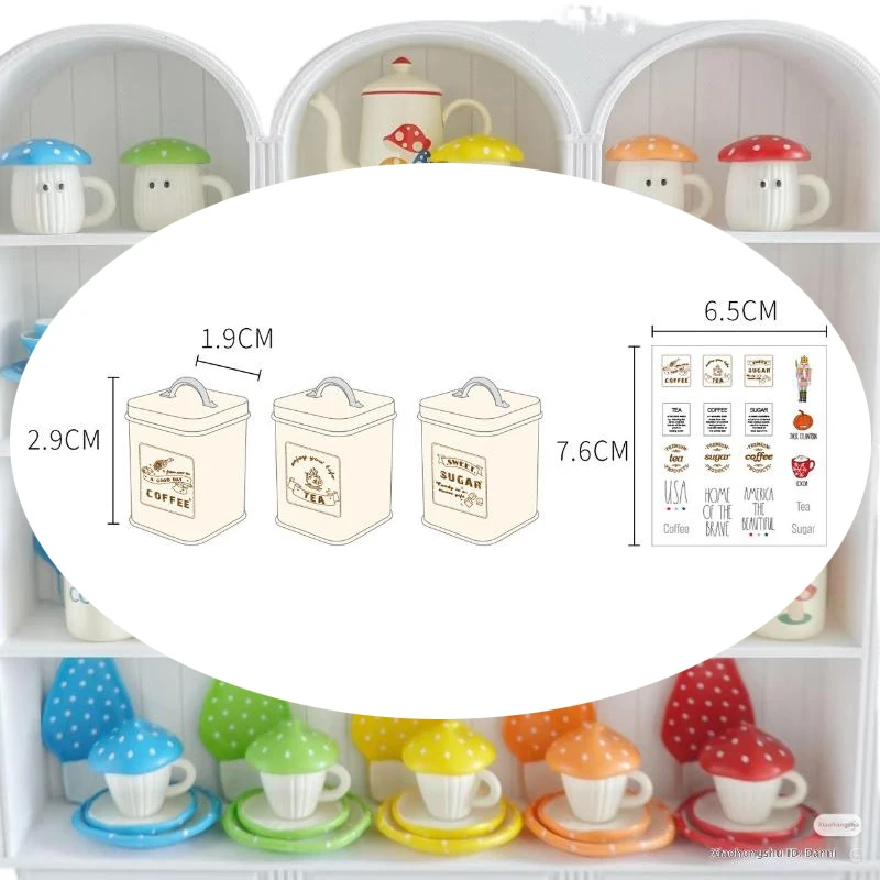 

3 шт., мини-кухонный контейнер для хранения, квадратный масштаб 1/6, миниатюрный кукольный домик, банка для кофейных зерен, аксессуары для кукол, игрушки