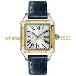 Reloj de cuarzo para amantes de alta calidad de lujo para hombre y mujer, reloj de pulsera cuadrado de cuero a la moda para hombre, reloj de pulsera de zafiro blanco dorado