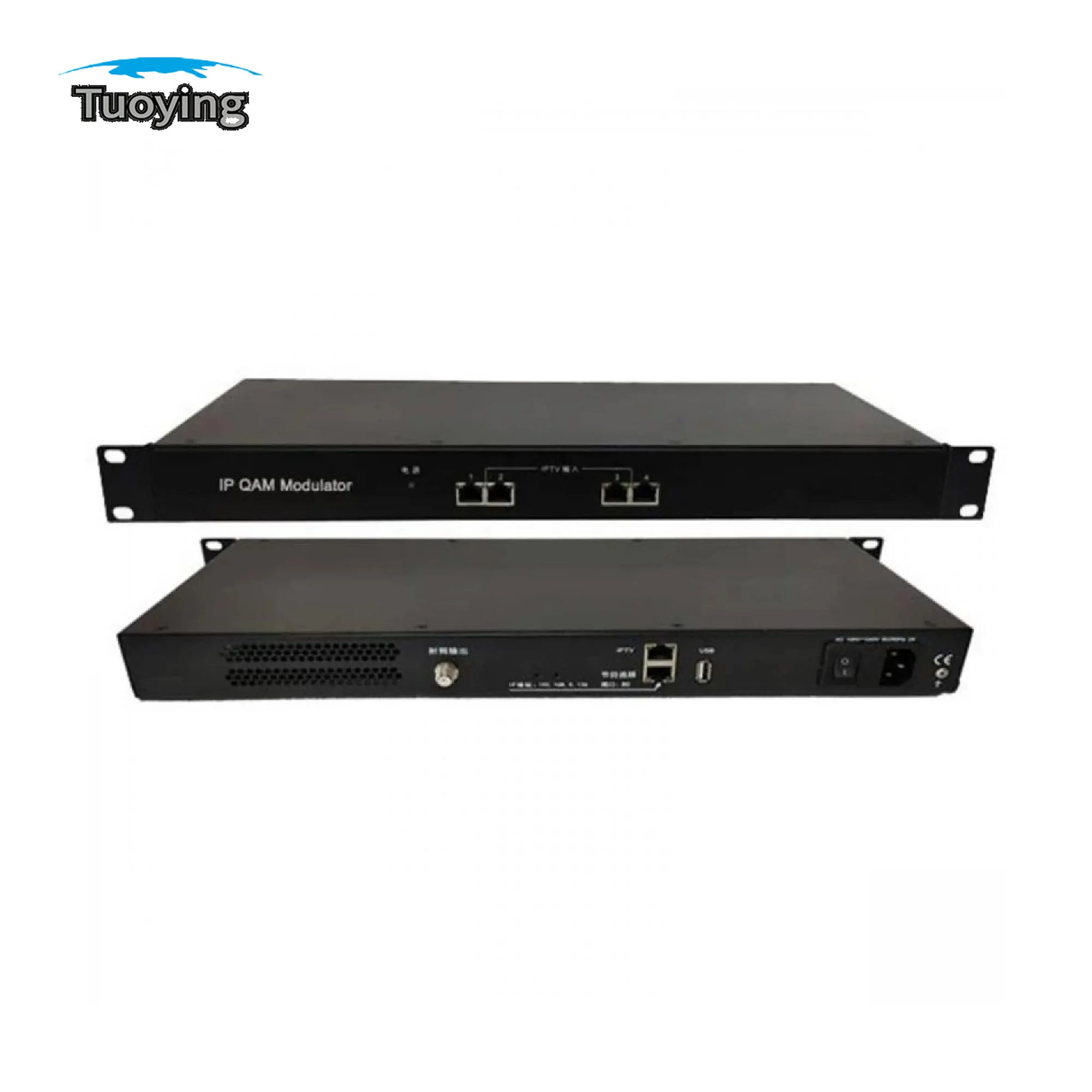 4-in-1 IP QAM Modulator Hotel and Guesthouse Cable Headend Equipment IP to DVB-C RF Multiplex Modulator for IPTV Systems