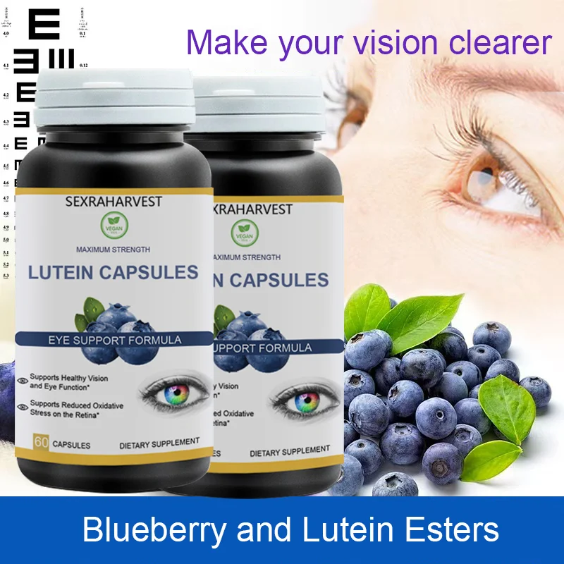 High Potency Lutein Capsules Relieve Eye Fatigue,Dry Eye and Vision Health,Prevent Blue Light,Prevent Myopia,Blueberry Extract