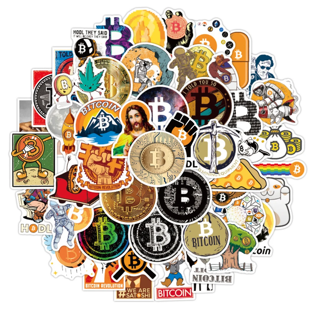 

10/30/50PCS Bitcoin Sticker Graffiti Decoration Motorcycle Notebook Refrigerator Skateboard Stationery Box Waterproof Sticker