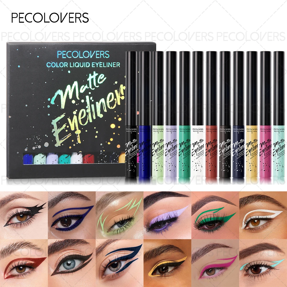 12PCS/SET Waterproof Liquid Eyeliner - Smudge-Resistant, Quick-Drying, Perfect for Creating Dramatic Looks And Everyday Use