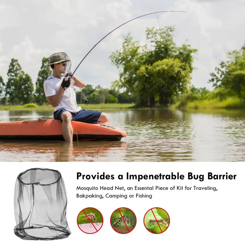 Mosquito Head Net Fine Mesh Face Netting with Drawstring for Hats Face Shield for Men Women Protection from Midges Insects Gnats