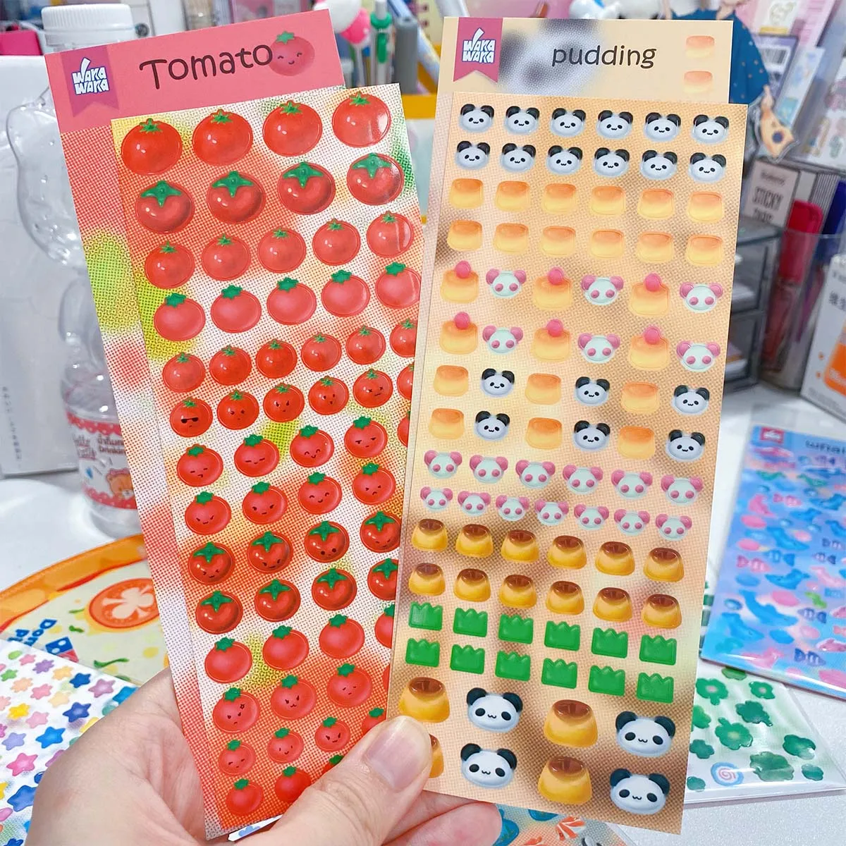 Cute Tomato Stickers Four-leaf Clover Deco Stickers for Scrapbooking Pudding Panda Diy Phone Laptop Decal Sticker