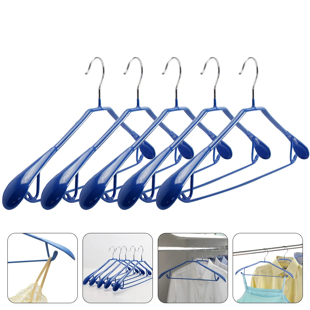 

5pcs Non slip Widened Hangers Plastic Coat Rack Home Supplies Thick Design Household Clothing Hanger Storage