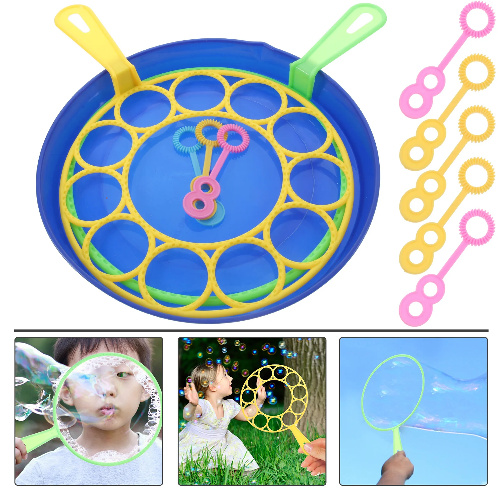 트레이가 포함된 버블 완드 세트, 어린이 야외 가족 파티용 대형 버블 메이커 키트 장난감