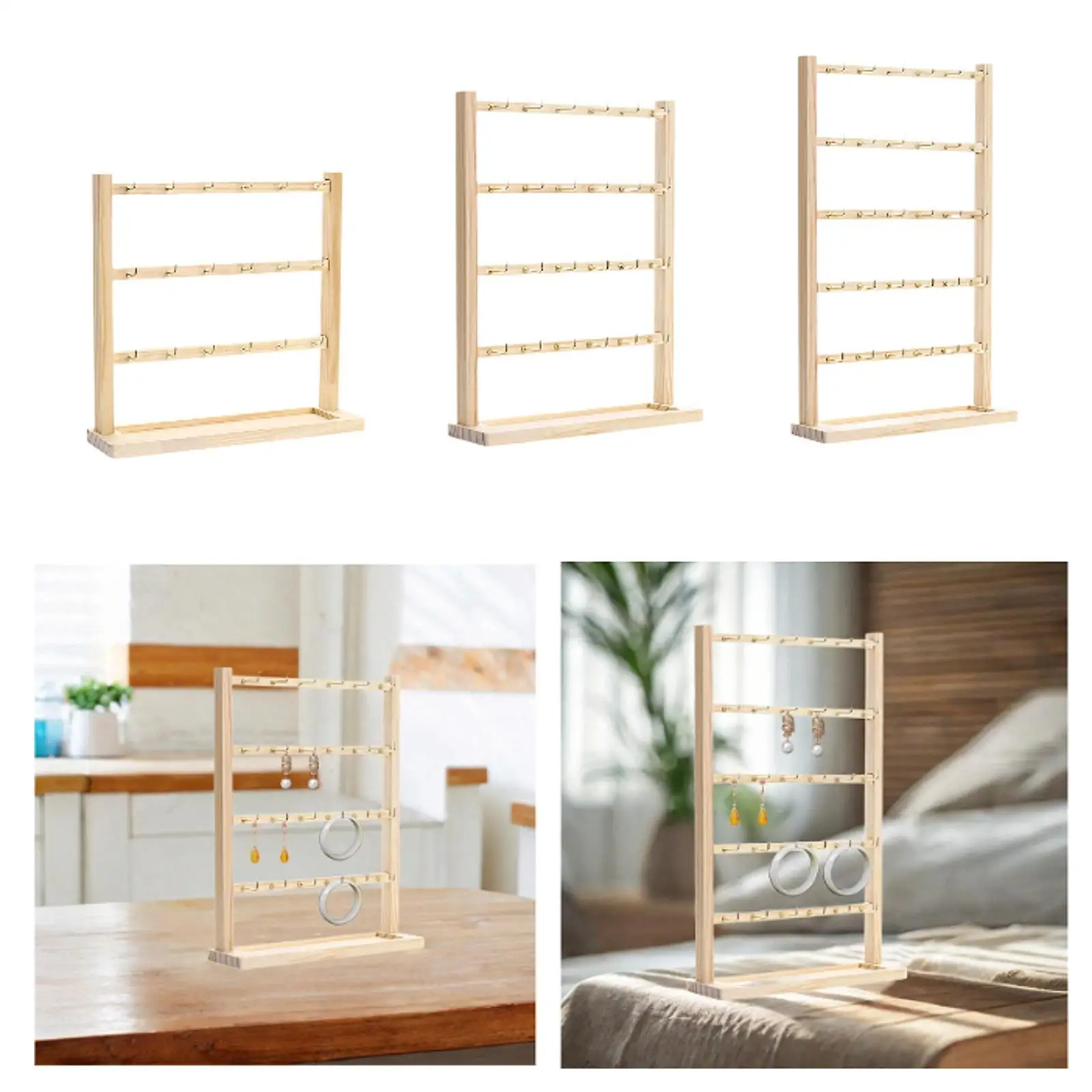 

Деревянная подставка-органайзер для серег, многоуровневый лоток для украшений для продажи и выставок