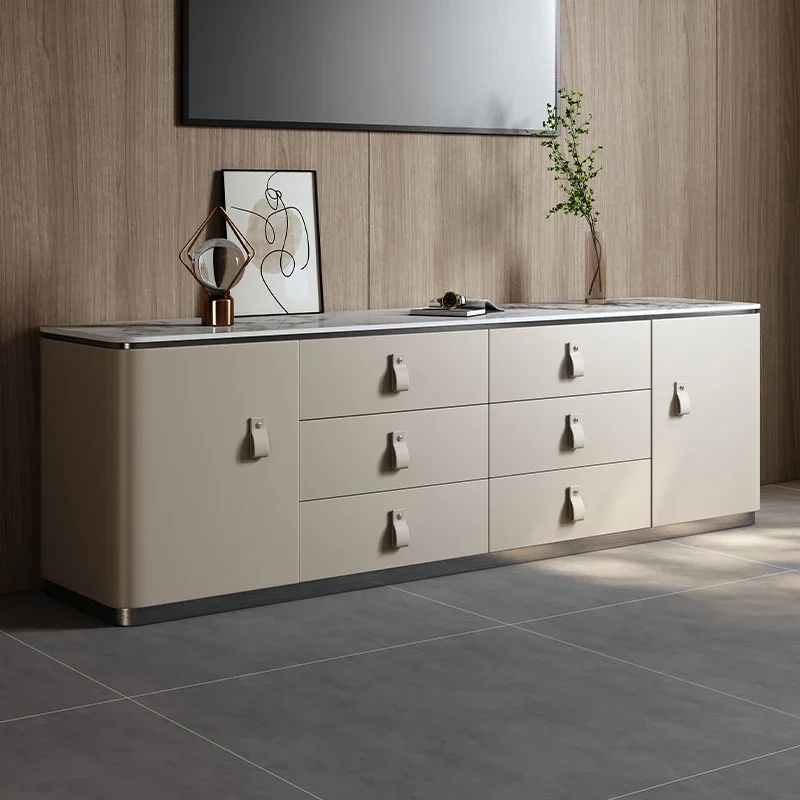 XX59XX59Italian minimalist TV cabinet high-end light luxury leather art audio-visual floor cabinet designer furniture