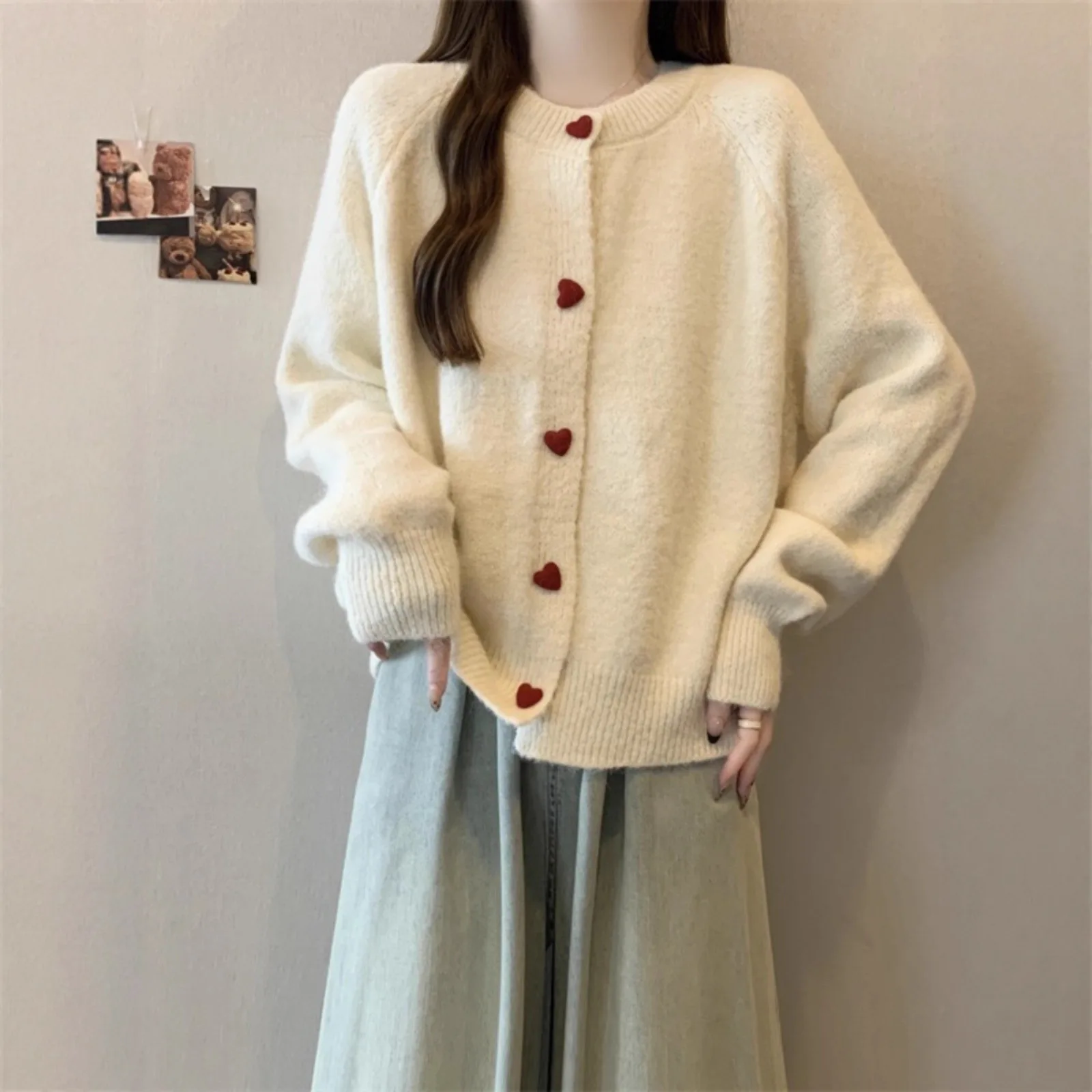 

Korean Style Knitted Button Sweater for Women Autumn and Winter Fashion Sweater Cardigan Jacket Coat Warm Tops