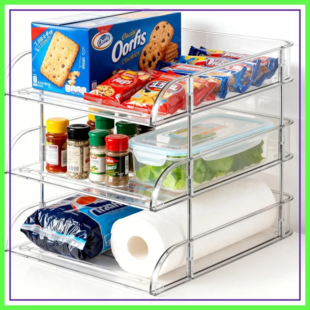 

3-Tier Clear Desk Organizer, Stackable File Paper Tray for Documents, Book Magazine Storage, Office Supplies (3 Pack)