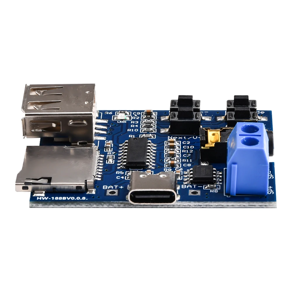 One Piece Type-C/Micro USB Interface TF card U disk MP3 Format decoder board module amplifier decoding audio Player