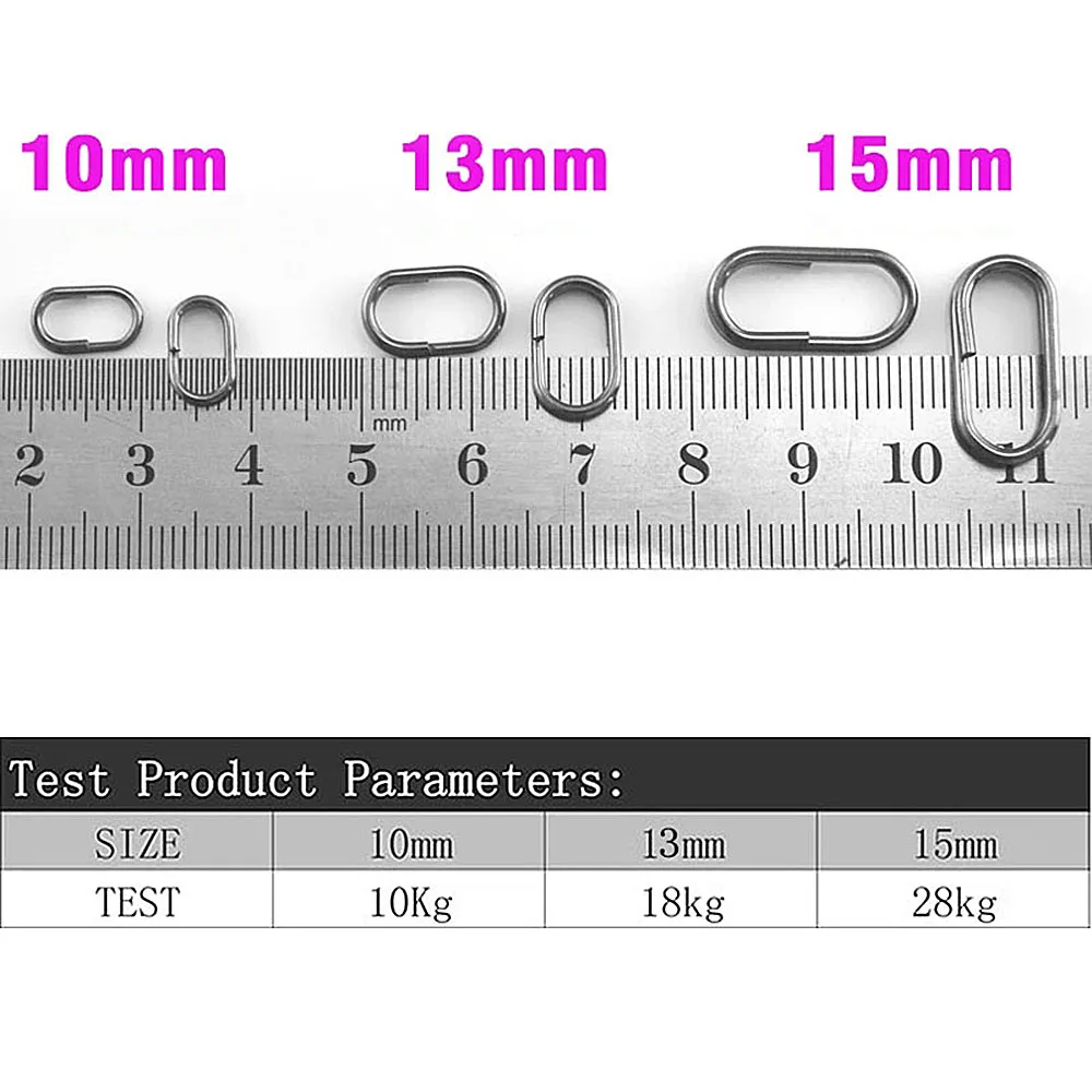 MNFT 20Pcs Fishing Oval Split Ring Stainless Steel Snap Lure Tackle Connector Size 10MM,13MM,15MM Swivel Fishing Accessories