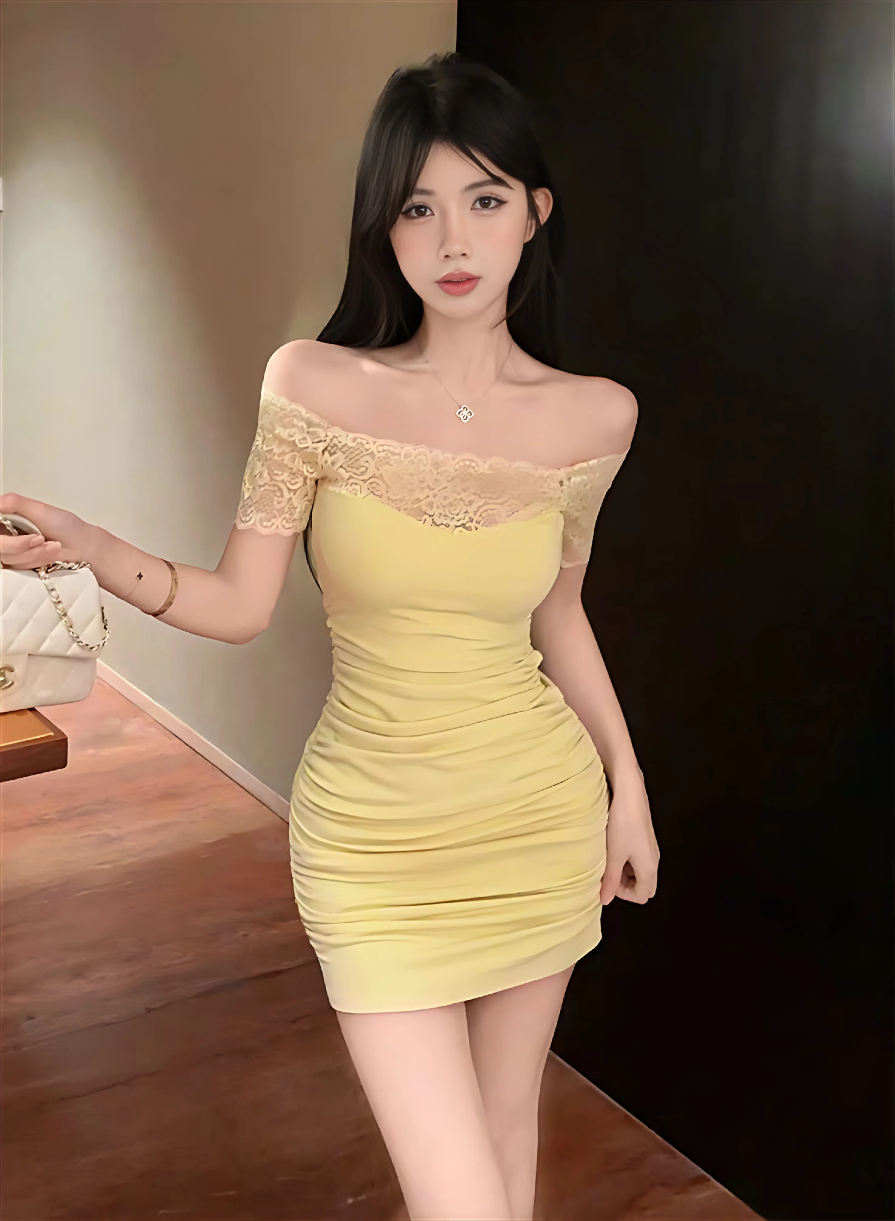 فساتين نسائية وردية للخريف تويد متعددة الألوان مزدوجة الصدر نصف الياقة المدورة المرقعة على شكل حرف H التخرج الحد الأدنى العطاء الحضري