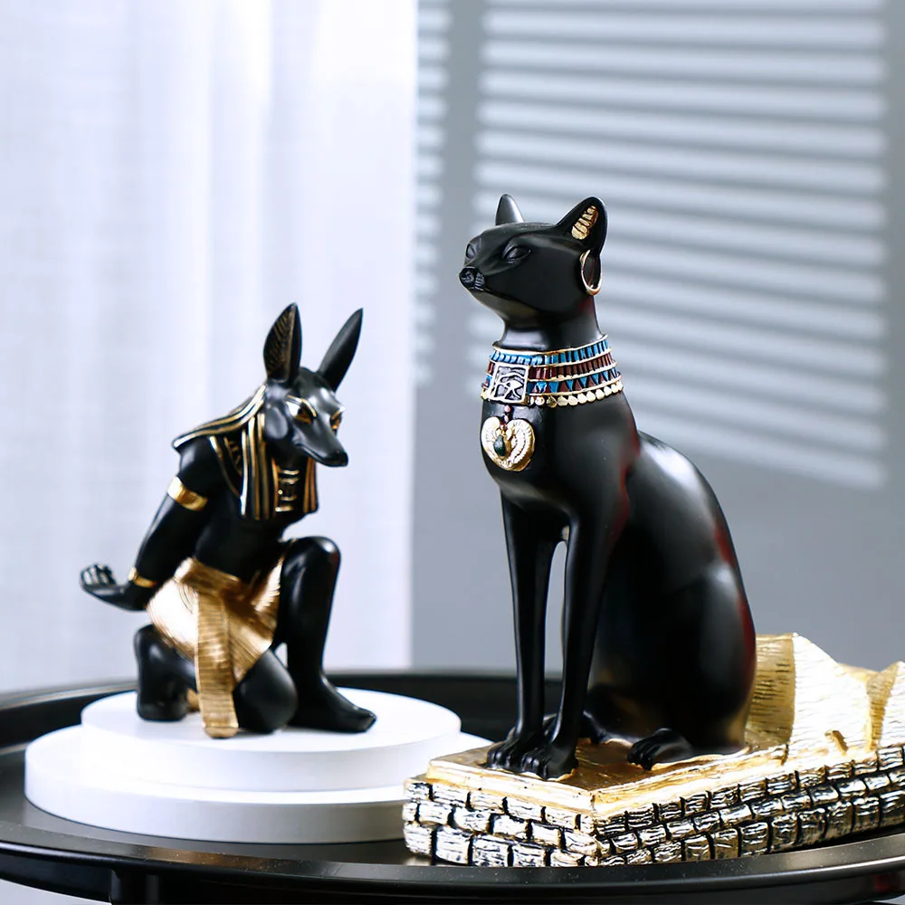 

Creative light luxury resin wine rack with Egyptian Anubis dog god cat god wine rack ornaments wine cabinet decoration