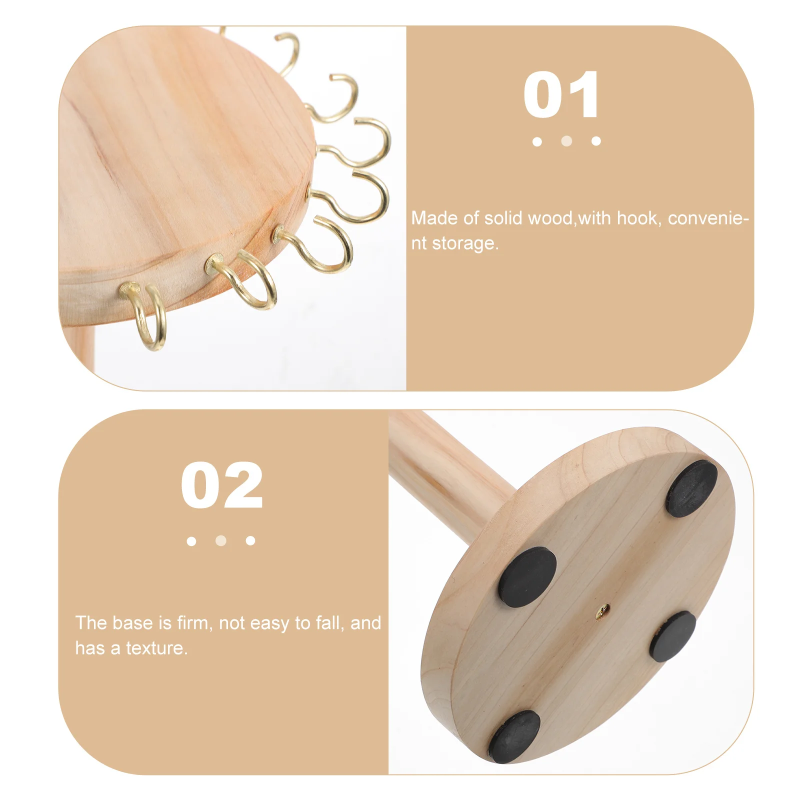 

Wooden Jewelry Rack Desktop Jewelry Holder Durable Organizer for Earrings Necklace Bracelets Scratch Protection