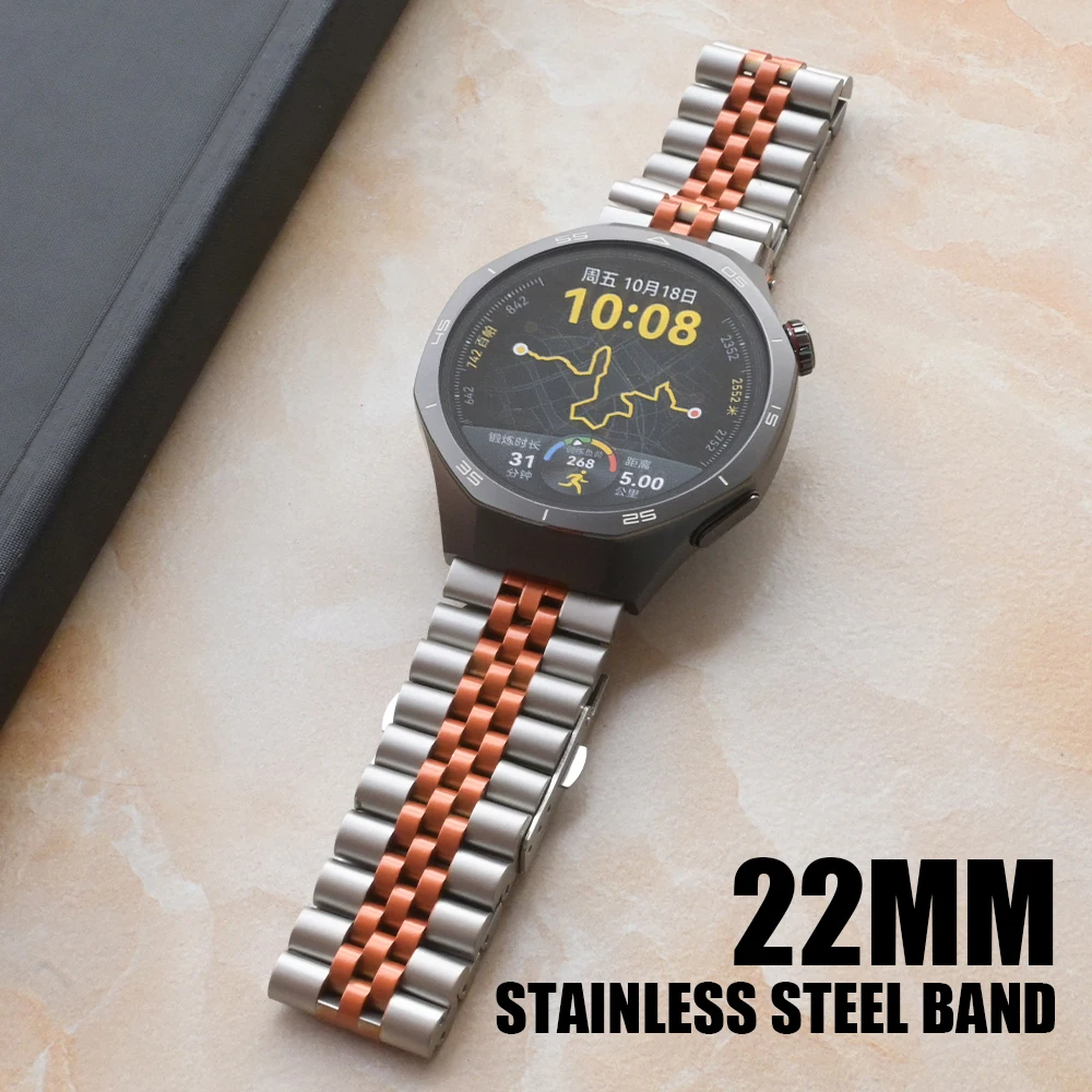 

22mm Metal Luxury Strap for Huawei Watch GT5/GT5 Pro 46mm Stainless Steel Business Bracelet For HUAWEI WATCH 4PRO GT4/3 PRO Band