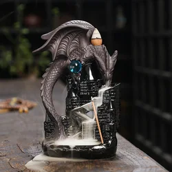 1pc Ceramic Vintage Dragon Backflow Incense Burner Home Decor Tabletop Decor, Home Aromatherapy Gift (Without Incense)