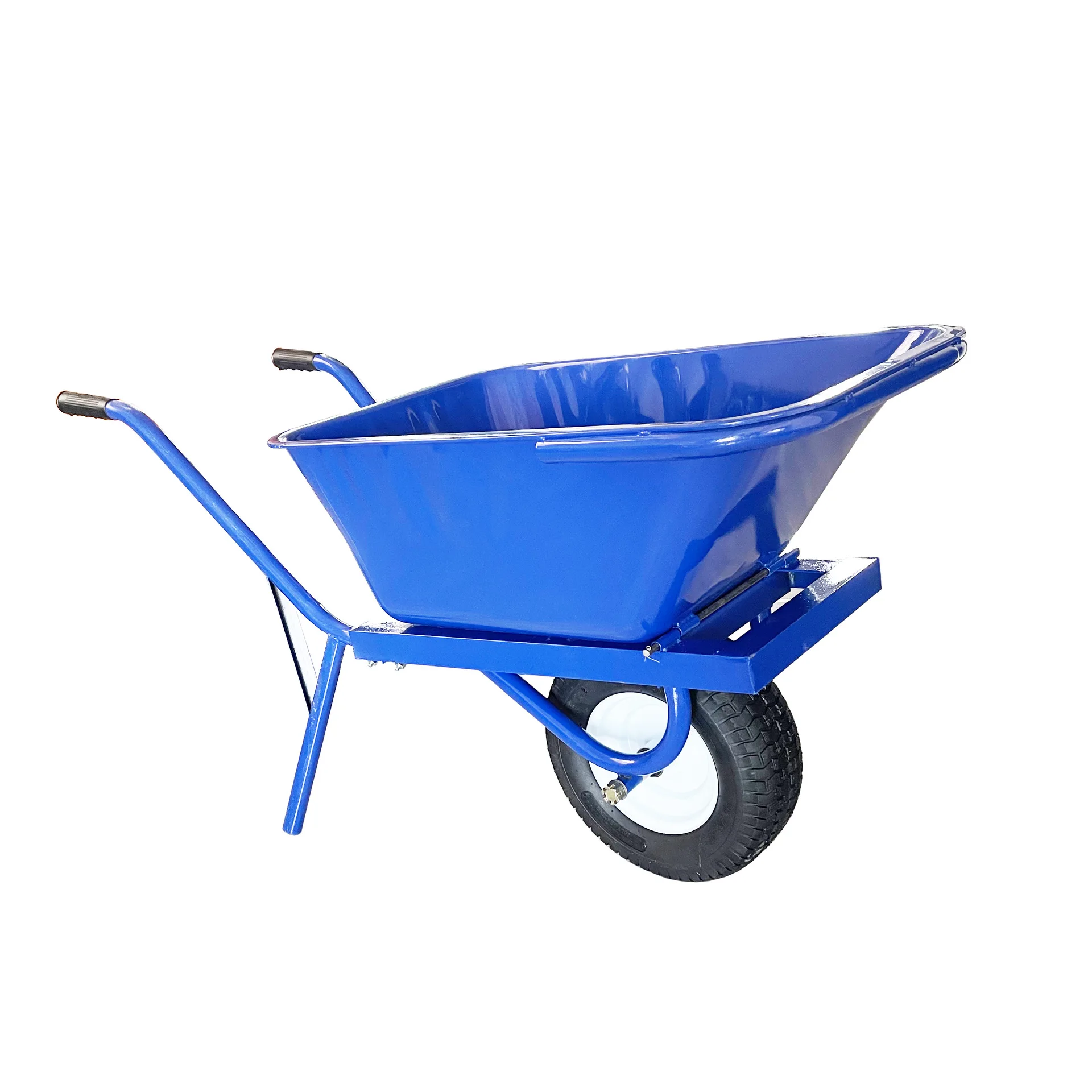 Heavy Duty Single Wheel Wheelbarrow with Beach Tire, Steel Dump Cart for Construction, Farm and Garden Material Transport