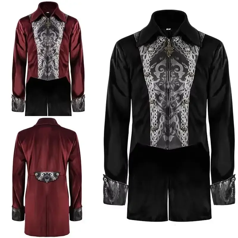 

Men's Medieval Retro Tuxedo Coat Mid-Length Punk Style Casual Outerwear for Men