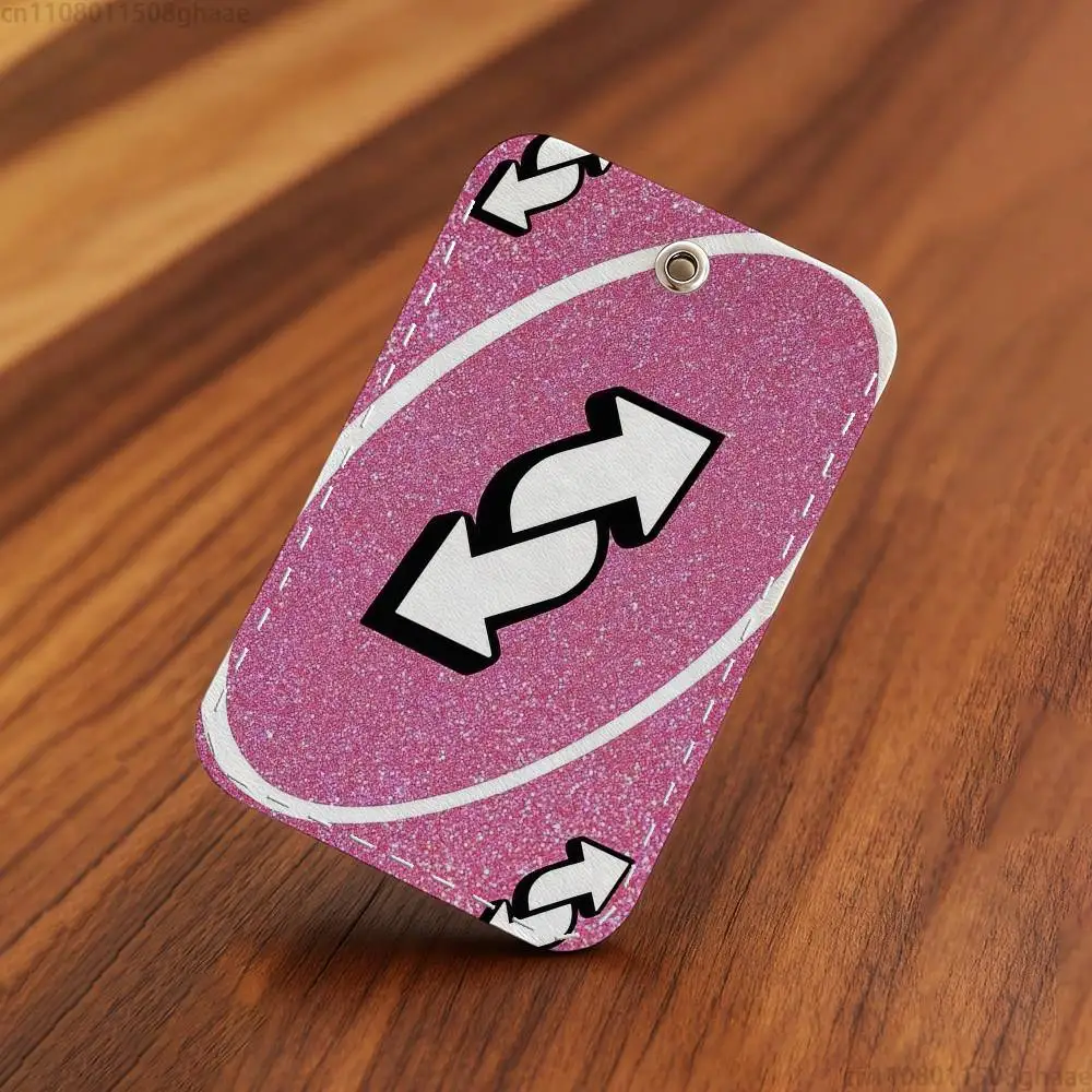 U-UNO Reverse  Rectangle Card Case Keychain Access Card Bag Key Tag Ring Leather Card Holder Key Ring Access view 5
