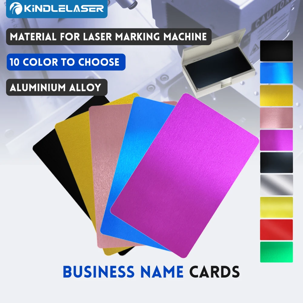 KINDLELASER 100PCS/LOT Business Name Cards Multicolor Aluminium Alloy Metal Sheet Testing Material for Laser Marking Machine