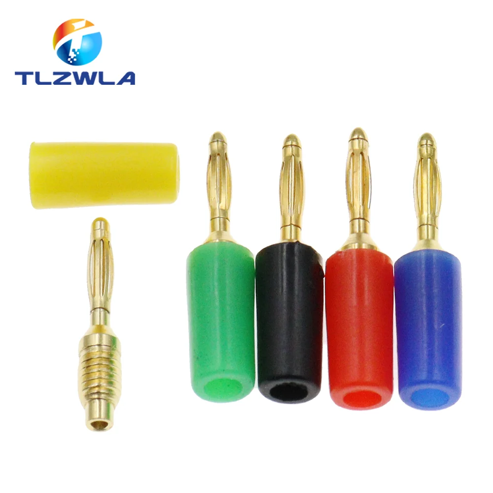 5PCS 2MM Audio Banana Plug Mini Speaker Pure Copper Gold Plated Plug Connector Welded Assembly Experimental Test Cord Head