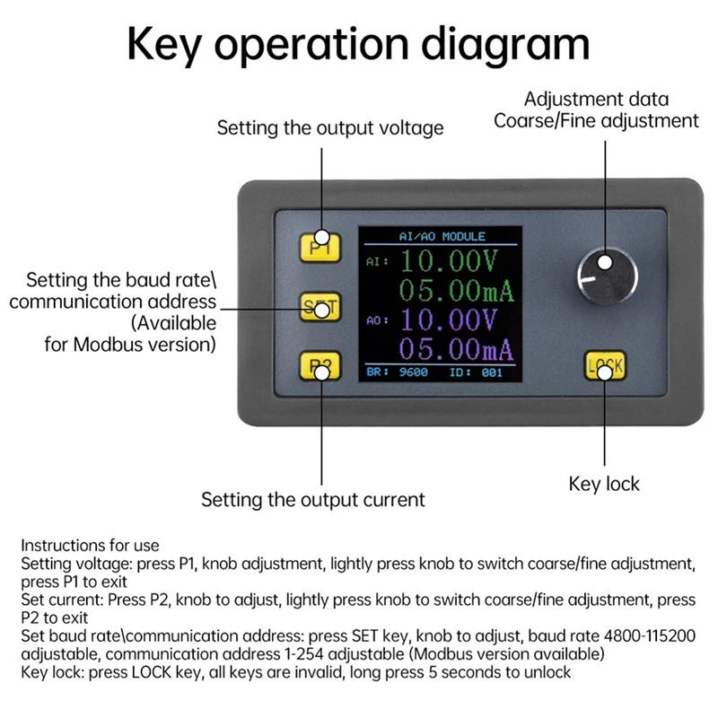 DC24V High Precision Digital Signal Generator Current Source Analog Input/Output Measurement Frequency Generator