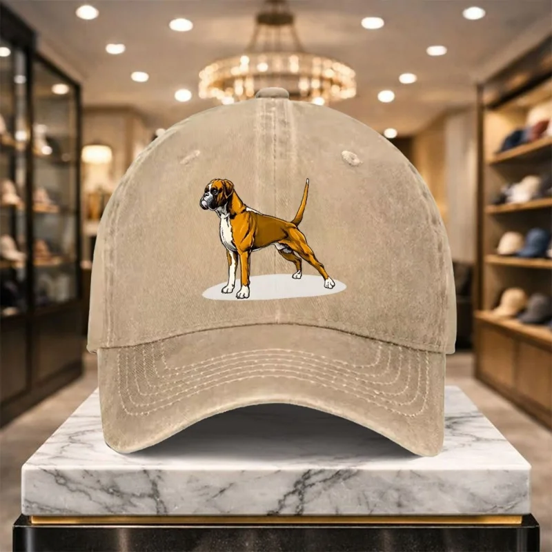 Boxer Dog Baseball Cap Peaked Adjustable Casual Street Hat for Outdoor Sports and Daily Wear