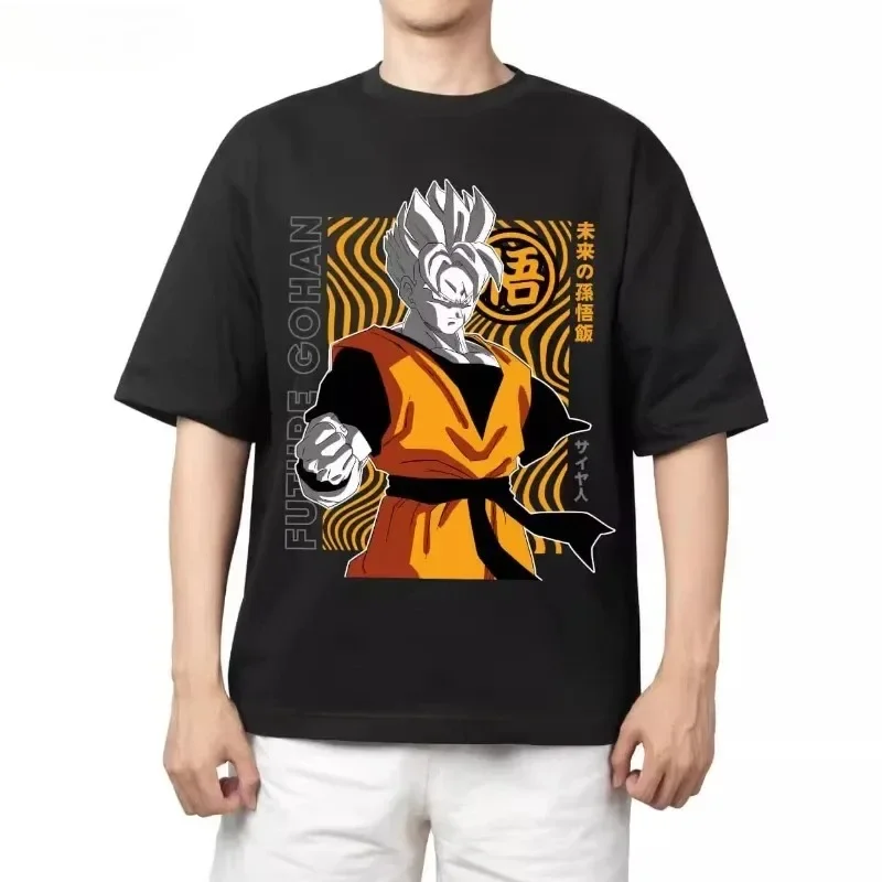 

Men's Retro American Vintage Dragon Ball Print T-Shirt Loose Large Size Short Sleeve Pure Cotton Fashion 2026 GYM Style