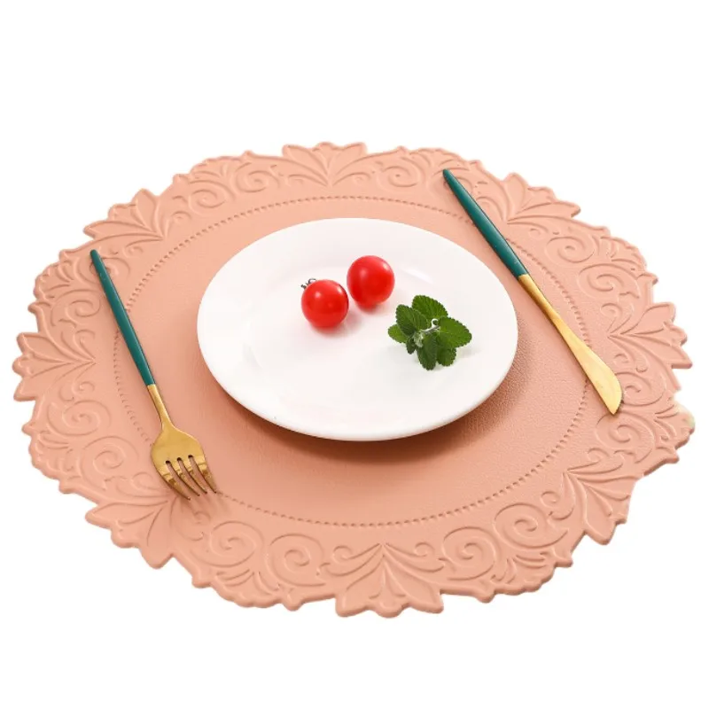

1/4/6/10PCS Round Pink Placemats Decorative Table Mats for Dining Wedding Table Decoration Home Banquet New Years Festive Party
