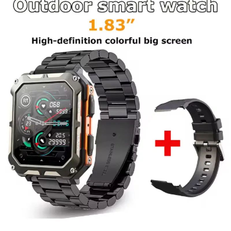 

SmartWatch 1.83-inch IP68 Waterproof Sport Watch For Tecno Camon i4 Men Heart Rate Fitness Tracker 24H Health Monitor Phone Call