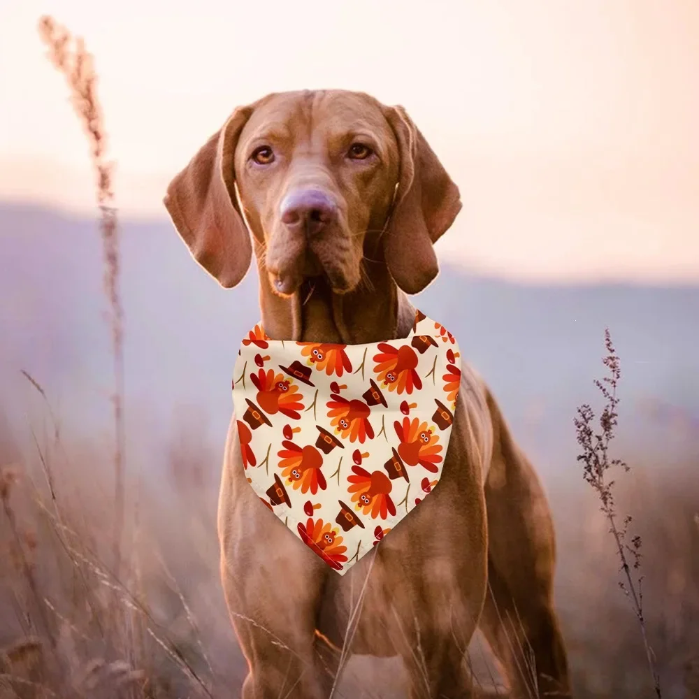 Thanksgiving-Haustier-Bandana für Hunde und Katzen, Kürbis-Ahornblatt-Dreieckstuch, Feiertagsdekoration, Verstellbarer Süßer Herbst-Halstuch – Detail 10