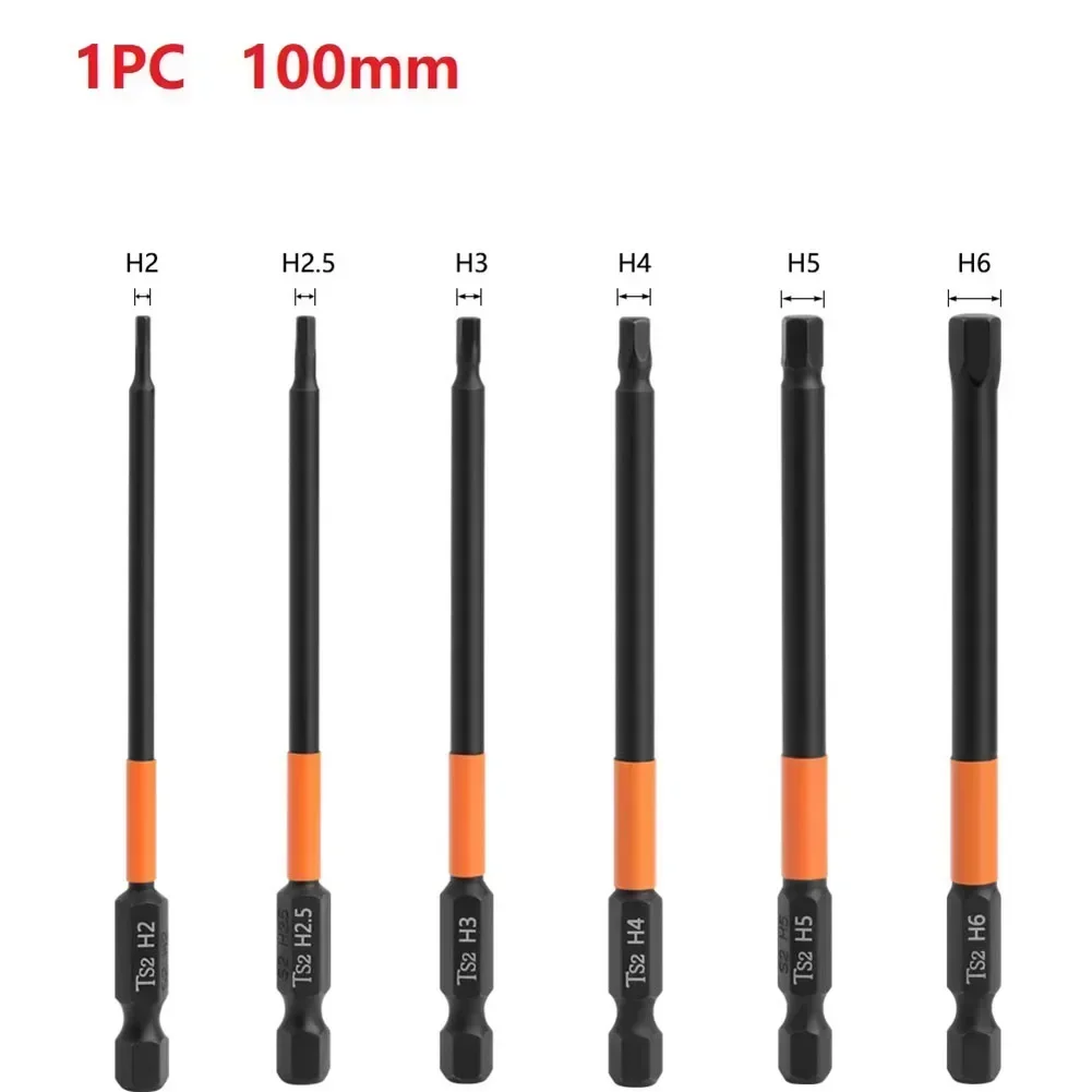 1PC Hex Head Electric Wrench Drill Bits100mm Metric Electric Screwdriver Bit Hexagonal Shank Screwdriver Head Hand Repair Tools