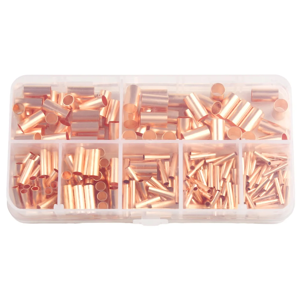 250Pcs Wire Ferrules Kit 7 Size Copper Crimp Connector Electrical Butt Terminals GT1-6mm Electrical Equipment Wire Cable Connect