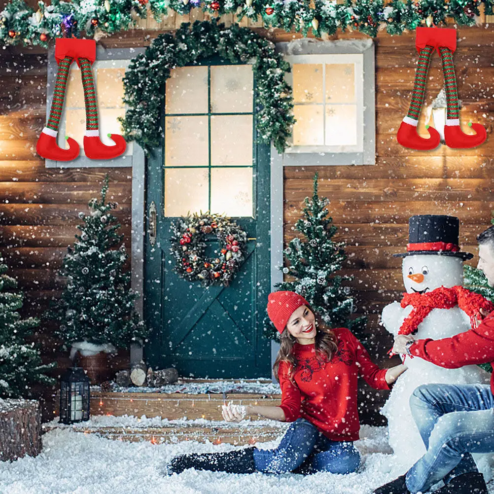 1Pcs Legs Hanging Decor Christmas Elf Legs Ornament Cloth Material Exquisite Workmanship Lightweight Stylish Festive Wall Door