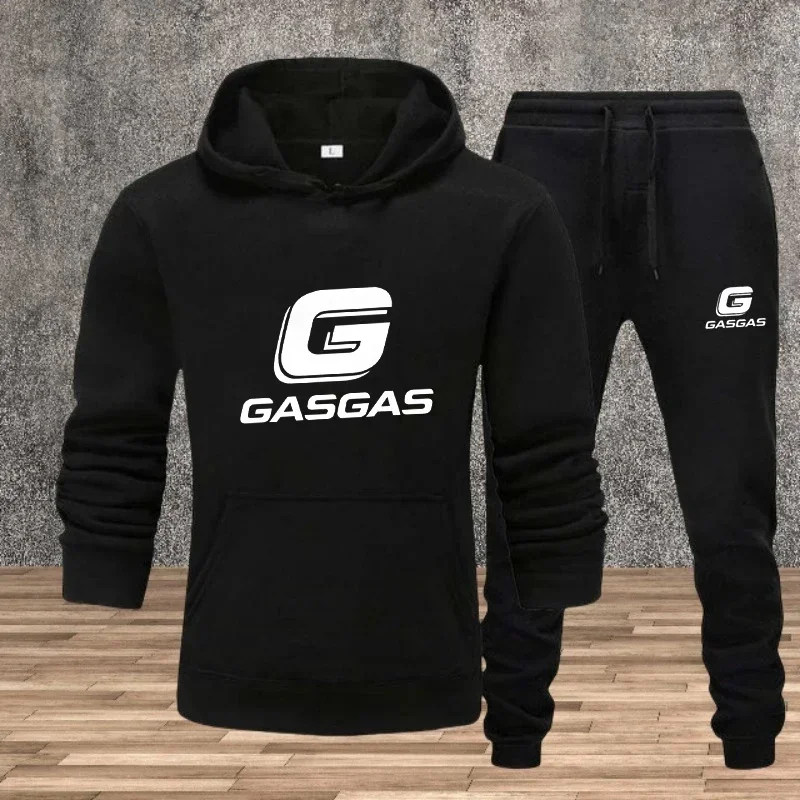 

Men's casual sportswear set: Pullover hoodie + autumn and winter printed sweatpants, 2-piece jogging and fitness suit