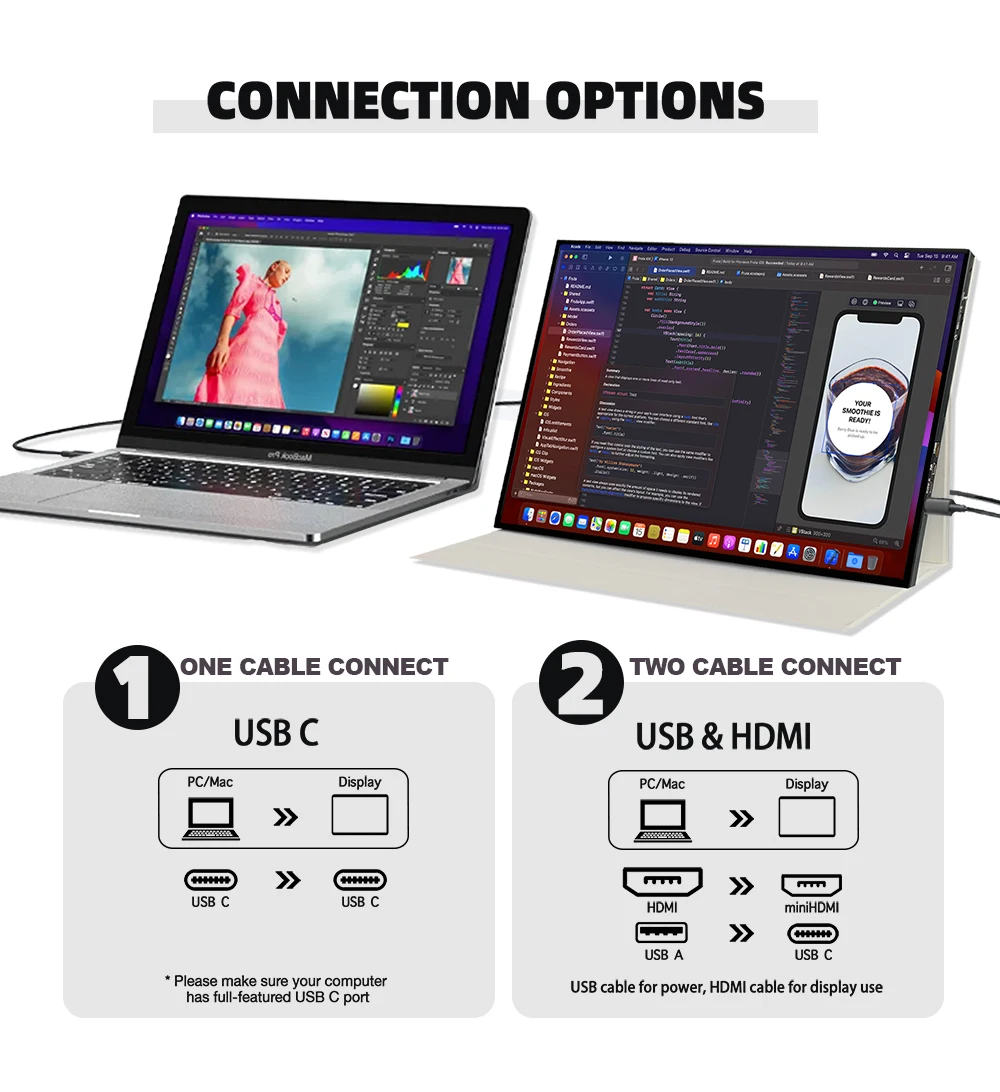 LESOWN-pantalla portátil de 18 pulgadas, Monitor táctil ultraancho de alto brillo para ordenador portátil y PC, 2,5 K, 144Hz, USB C
